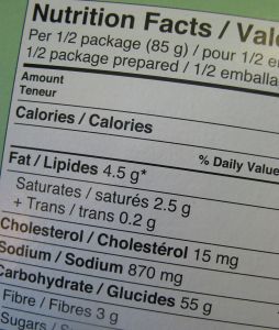 nutritional label